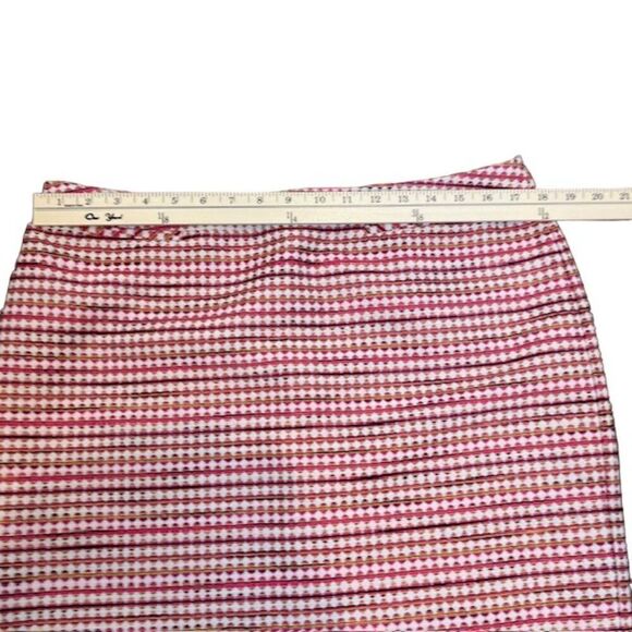 Halogen Tweed Textured Skirt Fuchsia Red Gold Abstract Lined Back Zip Size 14 - Picture 3 of 9
